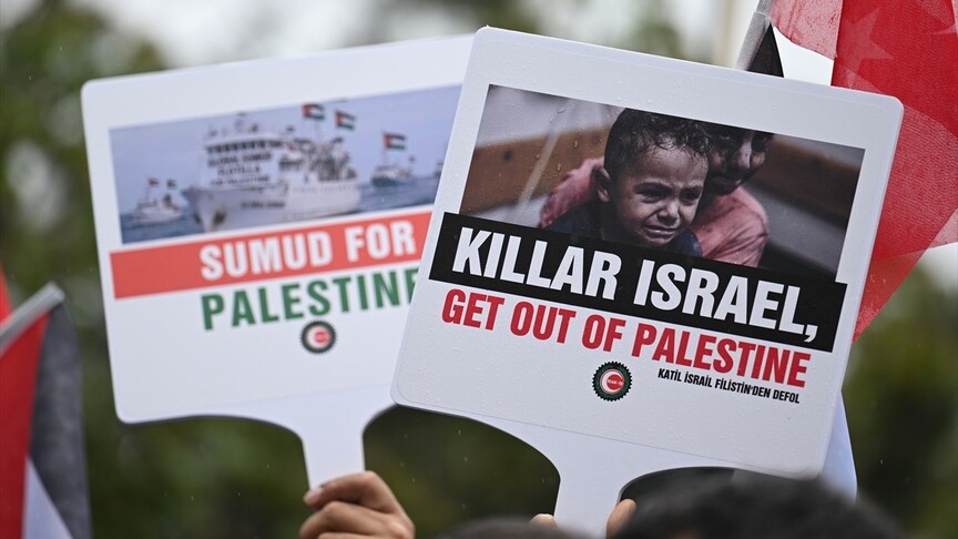İsrail'in Sumud Filosu'na Saldırısı Protesto Edildi